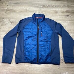 Orvis Jacket Mens Medium Blue Quilted Fleece Full Zip Outdoor Hybrid Warm